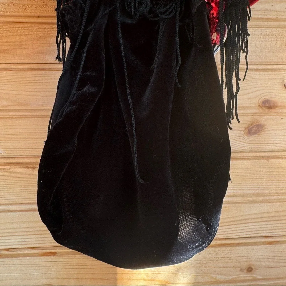 Leo's Costume Leotard Red Black Fringe Sequins Large Dance Tap Jazz Halloween